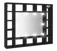 vidaXL LED Mirror Cabinet Wall Cabinet Illuminated Bathroom Cabinet Black