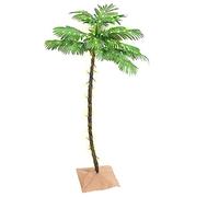 vidaXL LED Palm Tree with Warm White Light, 88 LEDs, 150cm Height, 8 Lighting Effects, Indoor/Outdoor Usage, ic Jute Fabric Covered Base, Perfect for Parties and Festivals