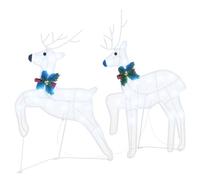 vidaXL LED Reindeers 2 pcs Cold White 45 x 19 x 65 cm Fabric, ArtDeco Living Room Decor, Durable Holiday Lighting, Christmas Figurines, IndoorOutdoor Accents, Seasonal Garden Centerpieces