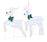 vidaXL LED Reindeers 2 pcs Cold White 45 x 19 x 65 cm Fabric, ArtDeco Living Room Decor, Durable Holiday Lighting, Christmas Figurines, IndoorOutdoor Accents, Seasonal Garden Centerpieces