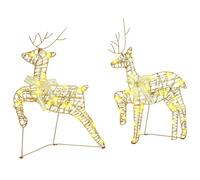 vidaXL LED Reindeers 2 pcs Warm White 44 x 18 x 65.5 cm PET, ArtDeco Living Room Decor, Durable Holiday Lighting, Christmas Figurines, IndoorOutdoor Accents, Seasonal Garden Centerpieces