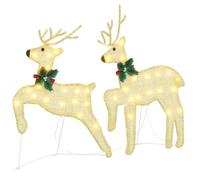vidaXL LED Reindeers 2 pcs Warm White 45 x 19 x 65 cm Fabric, ArtDeco Living Room Decor, Durable Holiday Lighting, Christmas Figurines, IndoorOutdoor Accents, Seasonal Garden Centerpieces