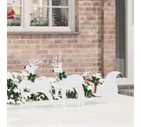 vidaXL LED Reindeers 3 pcs Cold White Fabric