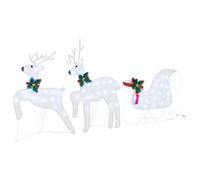 vidaXL LED Reindeers 3 pcs Cold White Fabric, Christmas Decor, Festive Lighting, Durable Ornaments, Holiday Display Pieces, ArtDeco Style, Seasonal Reindeer Accents