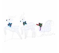 vidaXL LED Reindeers 3 pcs Cold White Fabric, Christmas Decor, Festive Lighting, Durable Ornaments, Holiday Display Pieces, ArtDeco Style, Seasonal Reindeer Accents