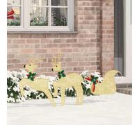 vidaXL LED Reindeers 3 pcs Warm White Fabric, Christmas Decor, Festive Lighting, Durable Ornaments, Holiday Display Pieces, ArtDeco Style, Seasonal Reindeer Accents