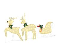 vidaXL LED Reindeers 3 pcs Warm White Fabric, Christmas Decor, Festive Lighting, Durable Ornaments, Holiday Display Pieces, ArtDeco Style, Seasonal Reindeer Accents