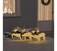 VidaXL LED Reindeers 4 Pcs Gold 45 X 19 X 65 Cm Fabric