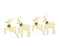 vidaXL LED Reindeers 4 pcs Gold 45 x 19 x 65 cm Fabric, ArtDeco Living Room Decor, Durable Holiday Lighting, Christmas Figurines, IndoorOutdoor Accents, Seasonal Garden Centerpieces