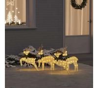 vidaXL LED Reindeers 4 pcs Gold Fabric