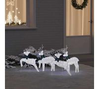 VidaXL LED Reindeers 4 Pcs Silver 45 X 19 X 65 Cm Fabric