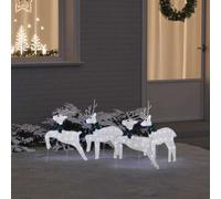 vidaXL LED Reindeers 4 pcs Silver Fabric