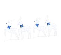 vidaXL LED Reindeers 4 pcs White 45 x 19 x 65 cm Fabric, ArtDeco Living Room Decor, Durable Holiday Lighting, Christmas Figurines, IndoorOutdoor Accents, Seasonal Garden Centerpieces