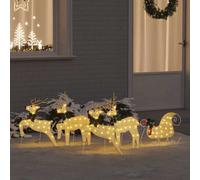 vidaXL LED Reindeers Ornaments 5 pcs Gold, Gold
