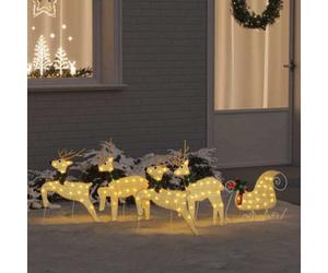 Vidaxl Led Reindeers 5 Pcs Gold Fabric