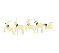 vidaXL LED Reindeers 5 pcs Gold Fabric, Christmas Decor, Festive Lighting, Durable Ornaments, Holiday Display Pieces, ArtDeco Style, Seasonal Reindeer Accents
