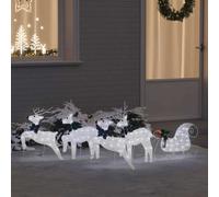 vidaXL LED Reindeers 5 pcs Silver Fabric