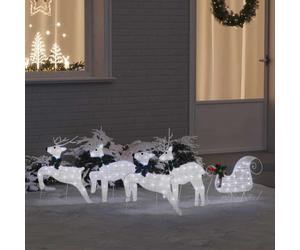 vidaXL LED Reindeers 5 pcs Silver Fabric