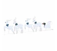 vidaXL LED Reindeers 5 pcs Silver Fabric, Christmas Decor, Festive Lighting, Durable Ornaments, Holiday Display Pieces, ArtDeco Style, Seasonal Reindeer Accents