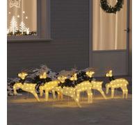 LED Reindeers 6 pcs Gold Fabric