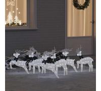 VidaXL LED Reindeers 6 Pcs Silver 45 X 19 X 65 Cm Fabric