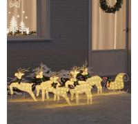 VidaXL LED Reindeers 7 Pcs Gold 43 X 18 X 66 Cm Fabric