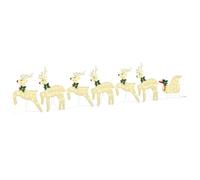 vidaXL LED Reindeers 7 pcs Gold Fabric, Christmas Decor, Festive Lighting, Durable Ornaments, Holiday Display Pieces, ArtDeco Style, Seasonal Reindeer Accents