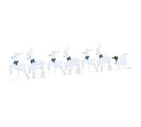 vidaXL LED Reindeers 7 pcs Silver Fabric, Christmas Decor, Festive Lighting, Durable Ornaments, Holiday Display Pieces, ArtDeco Style, Seasonal Reindeer Accents