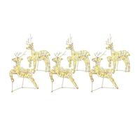vidaXL LED Reindeers with 180 LEDs 6 pcs Gold 64 x 42 x 15 cm PET, ArtDeco Living Room Decor, Durable Holiday Lighting, Christmas Figurines, IndoorOutdoor Accents, Seasonal Garden Centerpieces