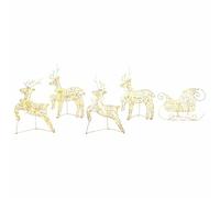 vidaXL LED Reindeers with 40 LEDs 5 pcs Gold PET, Christmas Decor, Festive Lighting, Durable Ornaments, Holiday Display Pieces, ArtDeco Style, Seasonal Reindeer Accents