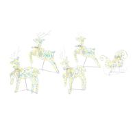 vidaXL LED Reindeers with 40 LEDs 5 pcs Multicoulur PET, Christmas Decor, Festive Lighting, Durable Ornaments, Holiday Display Pieces, ArtDeco Style, Seasonal Reindeer Accents