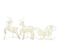 vidaXL LED Reindeers with 60 LEDs 3 pcs Warm White PET, Christmas Decor, Festive Lighting, Durable Ornaments, Holiday Display Pieces, ArtDeco Style, Seasonal Reindeer Accents