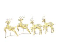 vidaXL LED Reindeers with 80 LEDs 4 pcs Gold PET