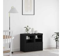 vidaXL LED Sideboard 2 pcs Black Oak 41 x 37 x 67 cm Engineered Wood
