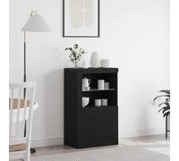 vidaXL LED Sideboard Black Oak 60.5 x 37 x 100 cm Engineered Wood