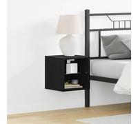 vidaXL LED Wall Bedside Cabinet with Black Engineered Wood