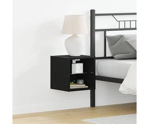 vidaXL LED Wall Bedside Cabinet with Black Engineered Wood