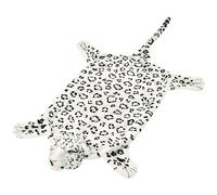 vidaXL Leopard Print Plush Carpet - Animal-Shaped Polyester Area Rug with Foam Head Form - White - Size: 139 x 75 cm