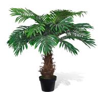 vidaXL 80cm Artificial Cycus Palm Tree - Lifelike Faux Plant with Green Leaves, Bamboo Trunk & Pot, Home/Office Decor