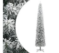 vidaXL Lifelike Slim Christmas Tree 300 cm PVC with Sturdy Metal Stand and Flocked Snow - Ideal Choice for Small Spaces