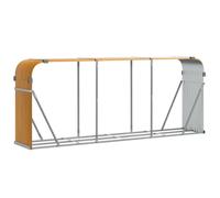vidaXL Light Brown Galvanized Steel Log Holder Rack - Ample Firewood Storage for Patio/Garden, Ventilated, Weatherproof
