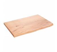 vidaXL Light Brown Solid Oak Tabletop - Handcrafted with Live Edge Design - Versatile for Home or Commercial Use - Large Size 60x40x2cm'.