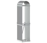 vidaXL Light Grey Galvanised Steel Log Holder Firewood Rack - Outdoor Wood Storage Solution for Fireplace, Garden, Patio