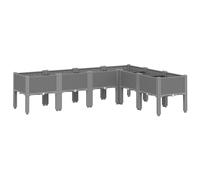 vidaXL Light Grey Garden Planter with Legs - Rattan Look 160x120x42cm Polypropylene Outdoor Plant Box for Patio, Deck, Terrace