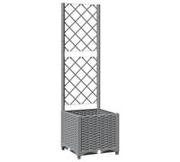 vidaXL Garden Planter w/ Trellis Light Grey 40x40x136cm PP, Grey