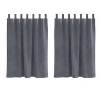 vidaXL Light Grey Polyester Curtains - 140cm Semi-Opaque Living Room Drapes, Tab Top Design, Indoor Use