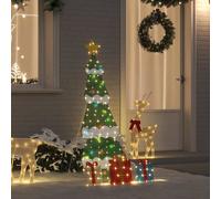 vidaXL Lighted Christmas Tree with 3 Gift Boxes 2D Warm White 150 cm, Multi