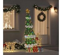 vidaXL Lighted Christmas Tree with 3 Gift Boxes 2D Warm White 210 cm, Multi