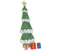 vidaXL Lighted Christmas Tree with 3 Gift Boxes 2D Warm White 210 cm, Living Room, Modern Christmas Tree Decor, Yuletide Light Setup, Festive Home Decoration, LED Holiday Lighting Display