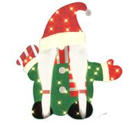 vidaXL Lighted Gnome Warm White 71 x 64 cm Tinsel Fabric, Living Room Decor, Modern Holiday Ornaments, Seasonal LED Lights, Outdoor Christmas Decorations, Weatherproof Plastic Pieces